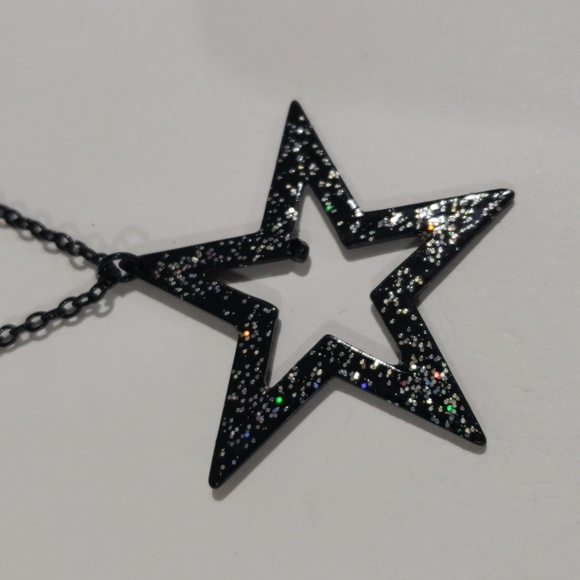 Colorful Dazzling Star Pendant on Black Chain Necklace – Women’s Fashion Jewelry - Picture 4 of 7